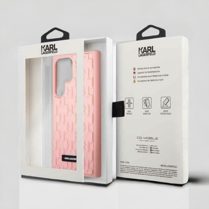 Ovitek Karl Lagerfeld "3D monogram - pink" za Samsung Galaxy S23 Ultra (KLHCS23LRUPKLPP)
