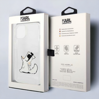 Ovitek Karl Lagerfeld "Choupette - transparent" za iPhone 14/15 (KLHCP14SCFNRC)