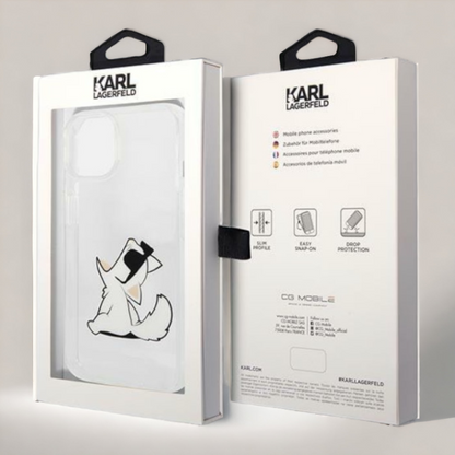 Silikonski ovitek Karl Lagerfeld "Choupette" za iPhone 13 Pro Max/12 Pro Max (KLHCP13XCFNRC)