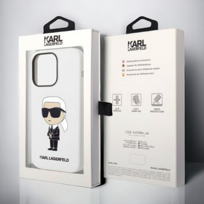 Ovitek Karl Lagerfeld "Icon - silicone white" za iPhone 14 Pro (KLHCP14LSNIKBCH)
