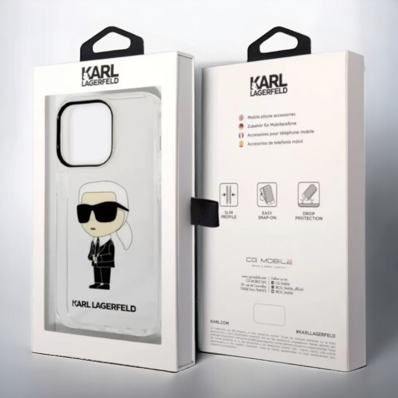 Ovitek Karl Lagerfeld "Karl Lagerfeld - transparent" za iPhone 13/14/15 (KLHCP14SHNIKTCT)