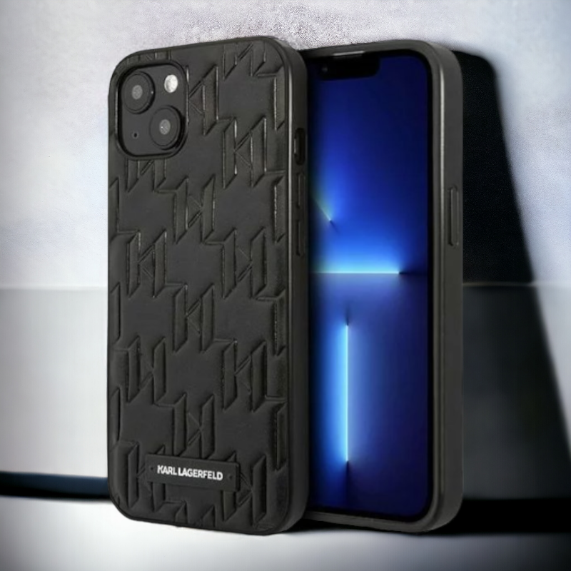 Ovitek Karl Lagerfeld "Monogram" za iPhone 13/14/15 (KLHCP13MMNMP1K) – Črna / PC + TPU silikon