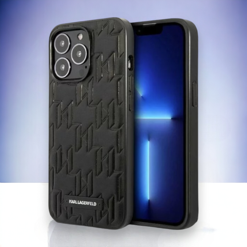 Ovitek Karl Lagerfeld "Monogram" za iPhone 13 Pro (KLHCP13LMNMP1K) – Črna / PC + TPU silikon