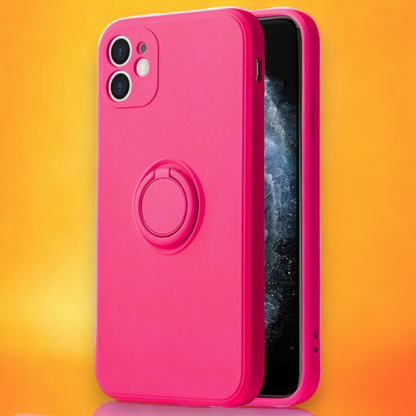 Silikonski ovitek "Silicone Ring" z držalom za iPhone 14 – Vennus – Svetlo roza / TPU silikon
