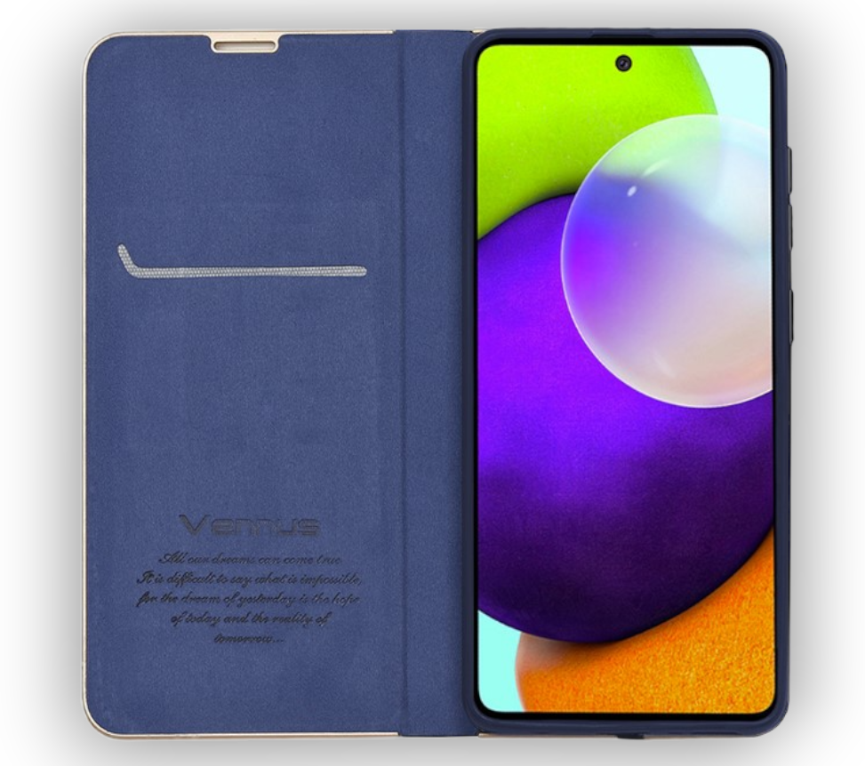 Preklopna torbica "Vennus - chic" za Samsung Galaxy A12 – Zlata / Ekološko usnje + TPU silikon