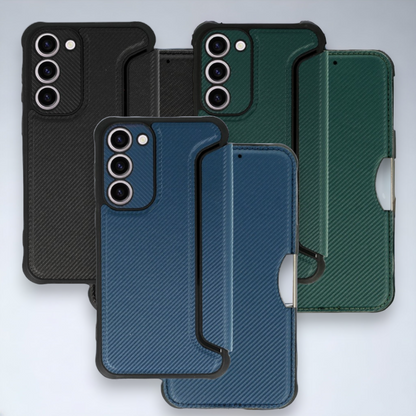 Preklopna torbica "razor" za Samsung Galaxy A14 – Infostyle – Črna / Ekološko usnje + TPU silikon