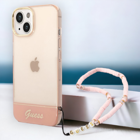 Silikonski ovitek Guess za iPhone 13/14/15 z držalom - roza (GUHCP14SHGCOHP) – Svetlo roza / PC + TPU silikon