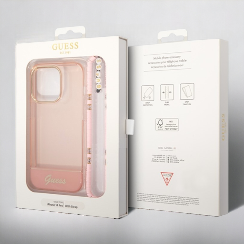Silikonski ovitek Guess za iPhone 13/14/15 z držalom - roza (GUHCP14SHGCOHP)