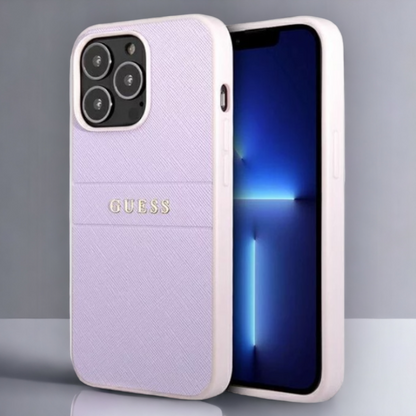 Ovitek Guess "silver purple" za iPhone 13 Pro Max/12 Pro Max (GUHCP13XPSASBPU) – Vijolična / PC + TPU silikon + Ekološko