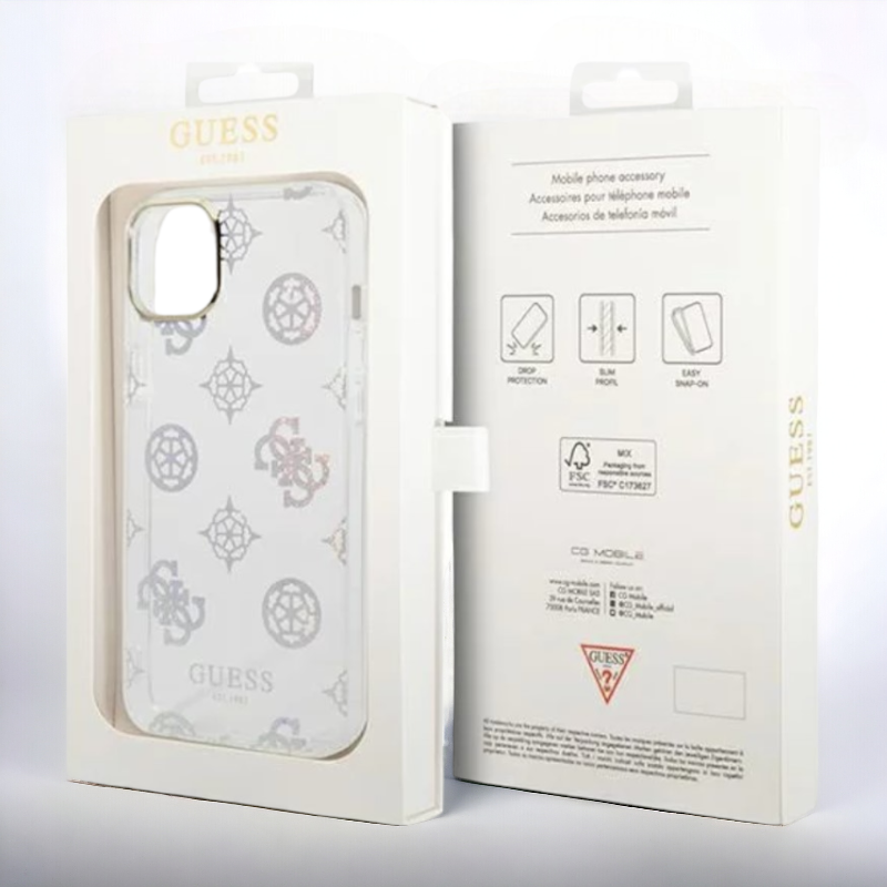 Ovitek Guess "Peony Glitter" za iPhone 14 Pro (GUHCP14LHTPPTH)