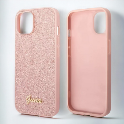 Ovitek Guess "Glitter Pink" za iPhone 14 Pro (GUHCP14LHGGSHP)