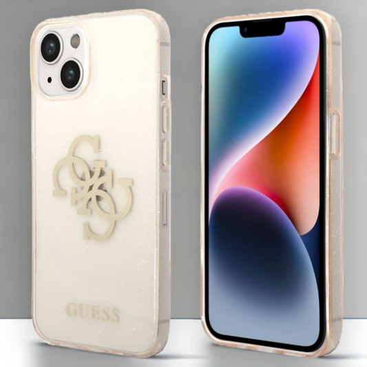 Ovitek "Big 4G Full Gold Glitter" za iPhone 14 Plus/ 15 Plus (GUHCP14MPCUGL4GGO) – Guess – Zlata / PC + TPU silikon