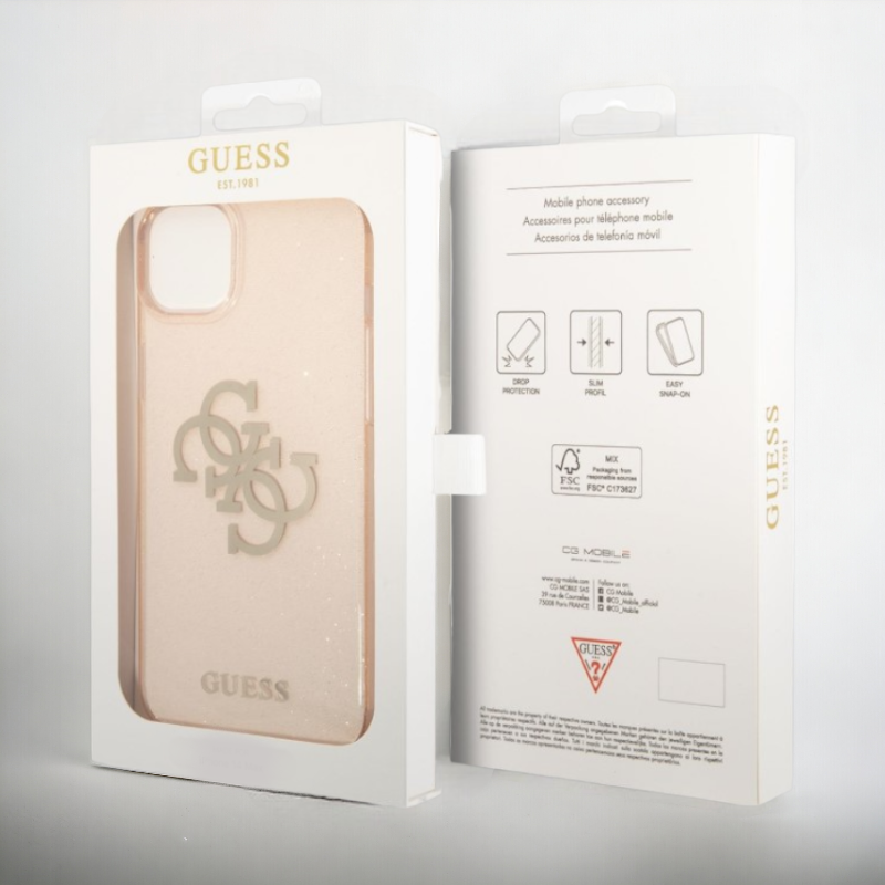 Ovitek Guess "Big 4G Full Gold Glitter" za iPhone 13/14/15 (GUHCP14SPCUGL4GGO)