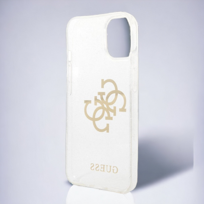Ovitek Guess "Big 4G Full Glitter" za iPhone 13/14/15 - prozorna (GUHCP14SPCUGL4GTR)