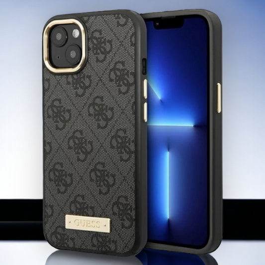 Ovitek Guess "black" za iPhone 13/14/15 s tehnologijo MagSafe (GUHMP14SU4GPRK) – Črna / TPC + TPU silikon