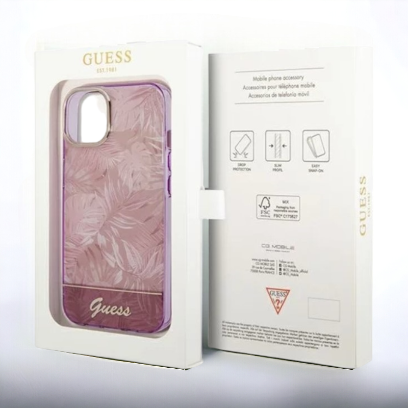 Ovitek Guess "Jungle pink" za iPhone 14 Pro (GUHCP14LHGJGHP)