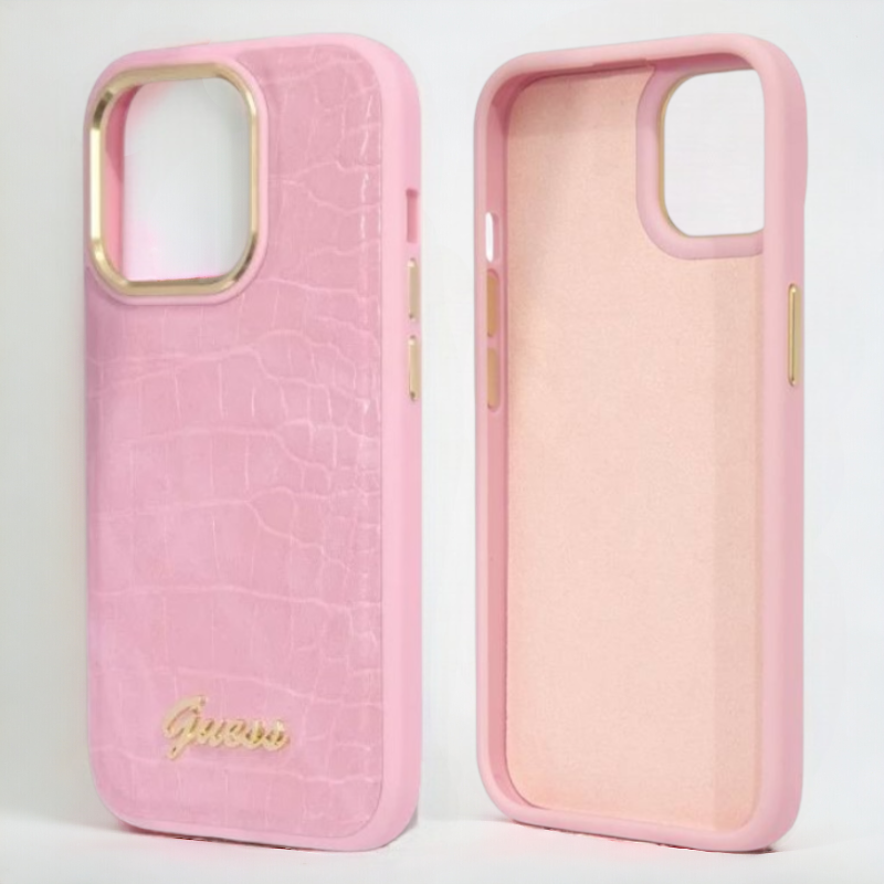 Ovitek Guess "Croco Collection" za iPhone 14 Pro - roza (GUHCP14LHGCRHP)