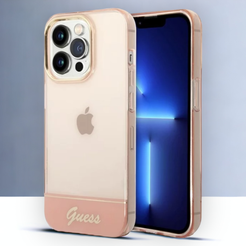 Ovitek Guess za iPhone 14 Pro - roza (GUHCP14LHGCOP) – Svetlo roza / PC + TPU silikon