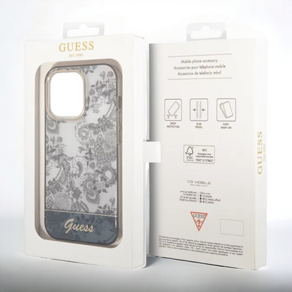 Ovitek Guess " Toile De Jouy" za iPhone 14 Pro - siva (GUHCP14LHGPLHG)