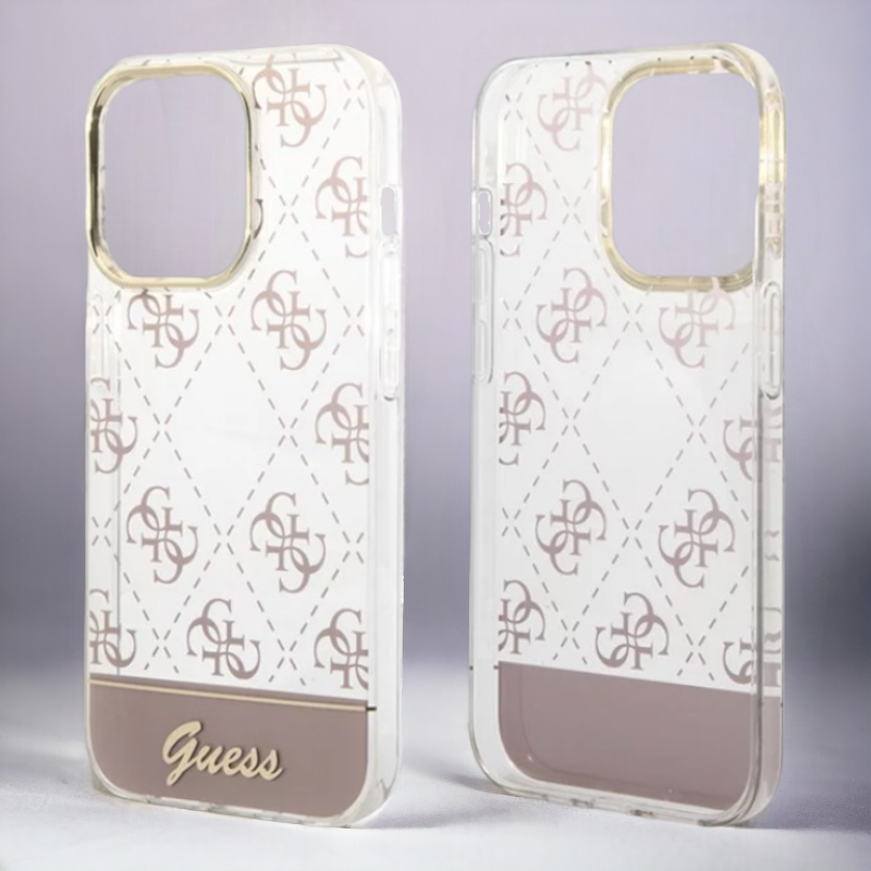 Ovitek Guess "Peony Glitter Script Logo" za iPhone 14 Pro Max - roza (GUHCP14XHG4MHP)