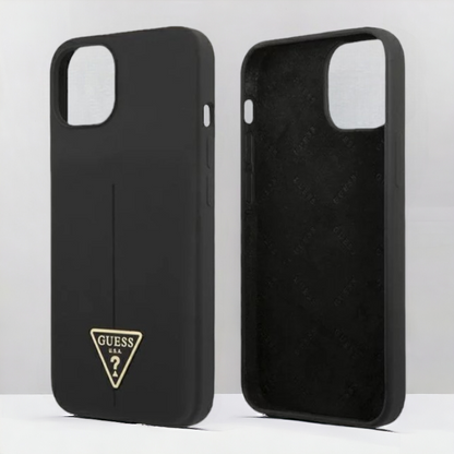 Ovitek Guess "Logo Silicone Triangle" za iPhone 13 mini - črna (GUHCP13SSLTGK)