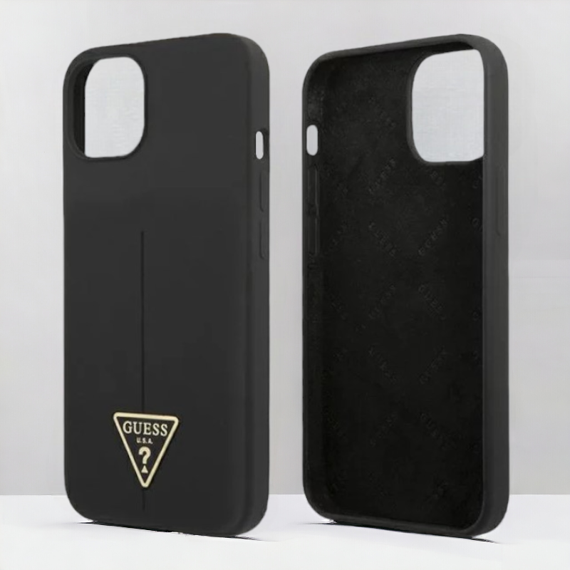 Ovitek Guess "Logo Silicone Triangle" za iPhone 13/13 Pro - črna (GUHCP13LSLTGK)