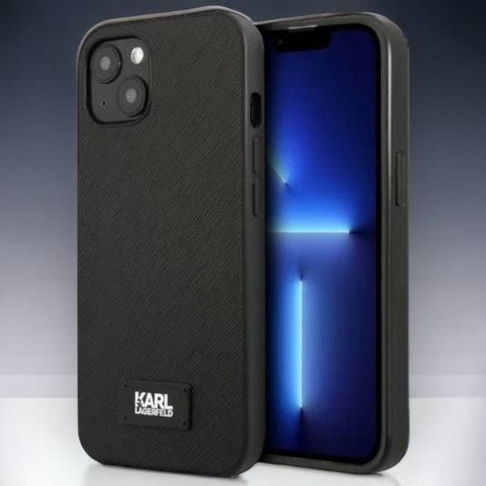 Ovitek Karl Lagerfeld "Saffiano Plaque" za iPhone 13 Mini (KLHCP13SSFMP2K) – Črna / PC + TPU silikon