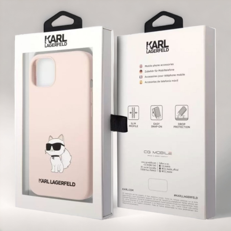 Ovitek Karl Lagerfeld "Choupette - silicon pink" za iPhone 13 Pro Max/12 Pro Max (KLHCP13XSNCHBCP)