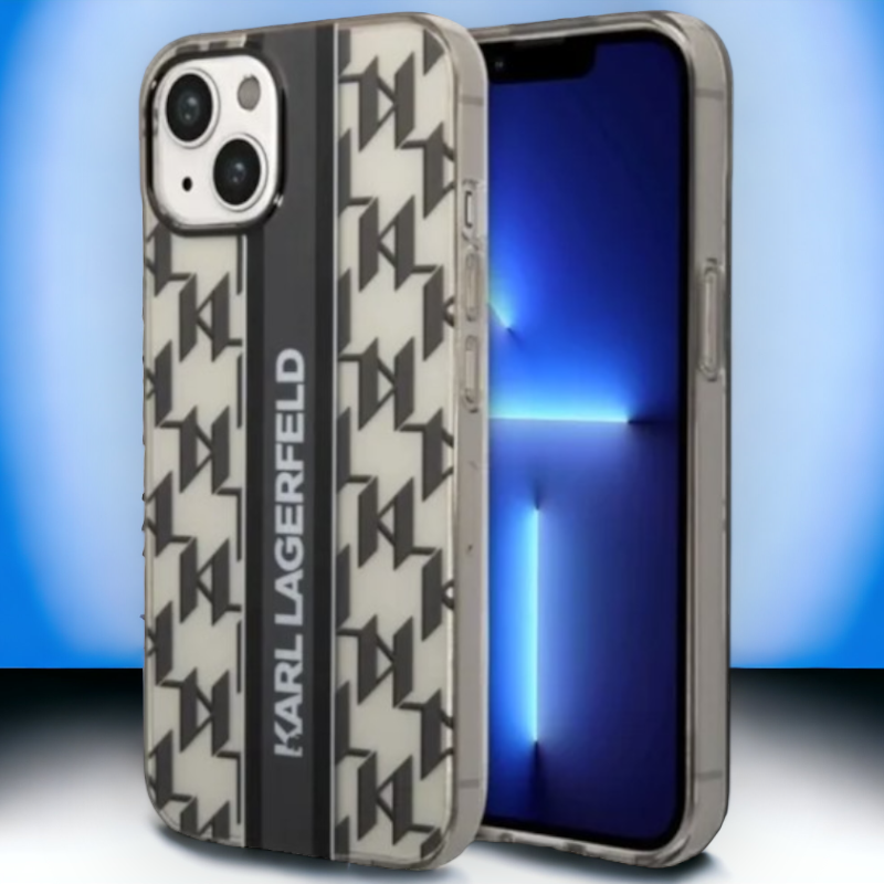 Ovitek Karl Lagerfeld " Monogram Vertical Strap - black" za iPhone 13/14/15 (KLHCP14SHKLSPCK) – Črna / TPU silikon