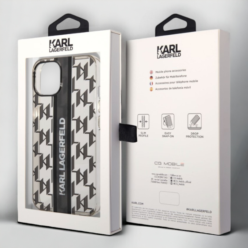 Ovitek Karl Lagerfeld "Monogram Vertical Strap" za iPhone 14 Pro Max (KLHCP14XHKLSPCK)