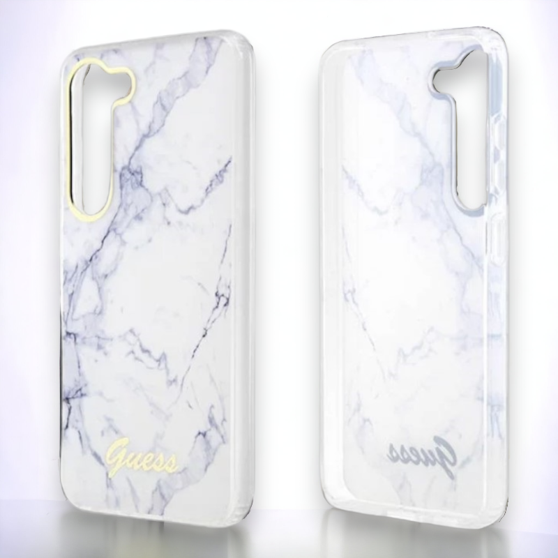 Ovitek Guess "White marble" za Samsung Galaxy S23 (GUHCS23SPCUMAH)