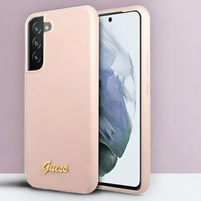 Silikonski ovitek Guess "pink - Metal Logo" za Samsung Galaxy S23 (GUHCS23SLSLMGPP) – Svetlo roza / TPU silikon