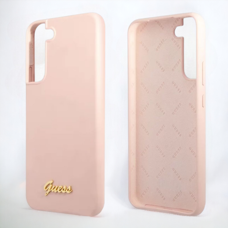 Silikonski ovitek Guess "pink - Metal Logo" za Samsung Galaxy S23 (GUHCS23SLSLMGPP)