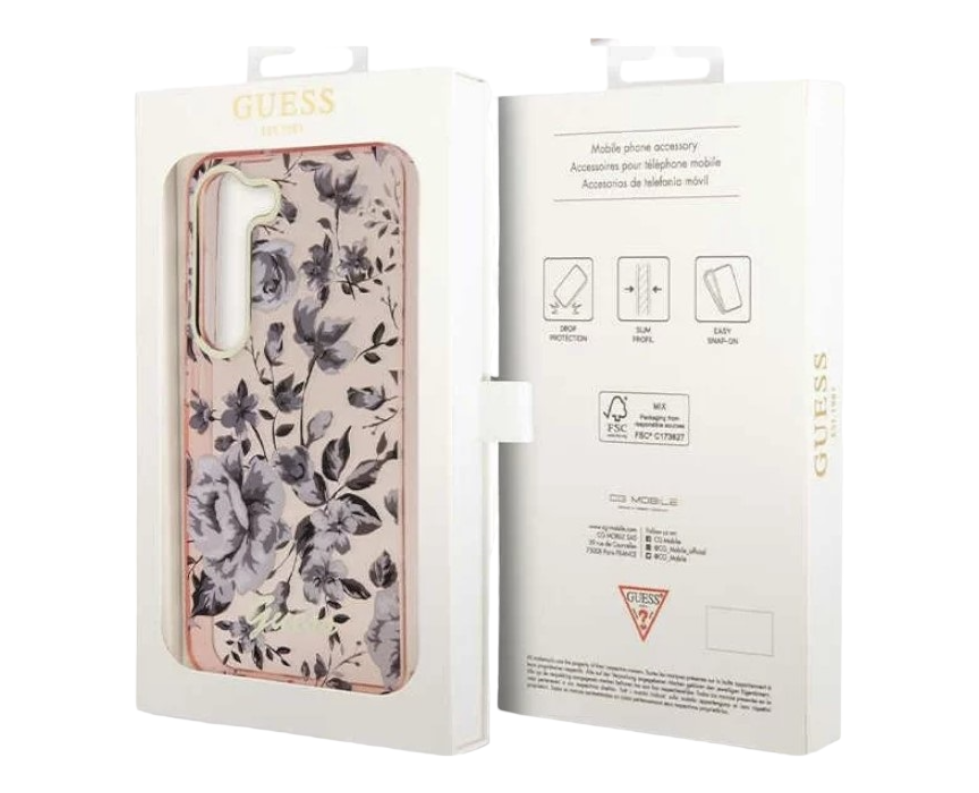 Ovitek Guess "Flower Collection - pink" za Samsung Galaxy S23 Plus (GUHCS23MHCFWSP)