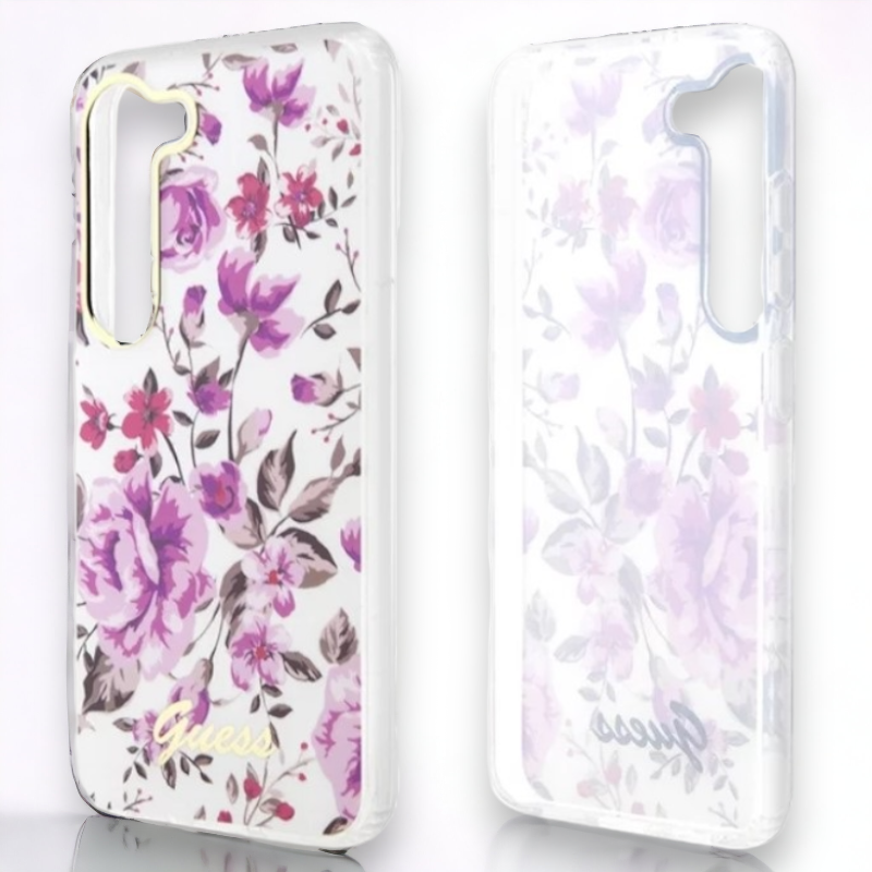 Ovitek Guess "Flower Collection - transparent" za Samsung Galaxy S23 Plus (GUHCS23MHCFWST)