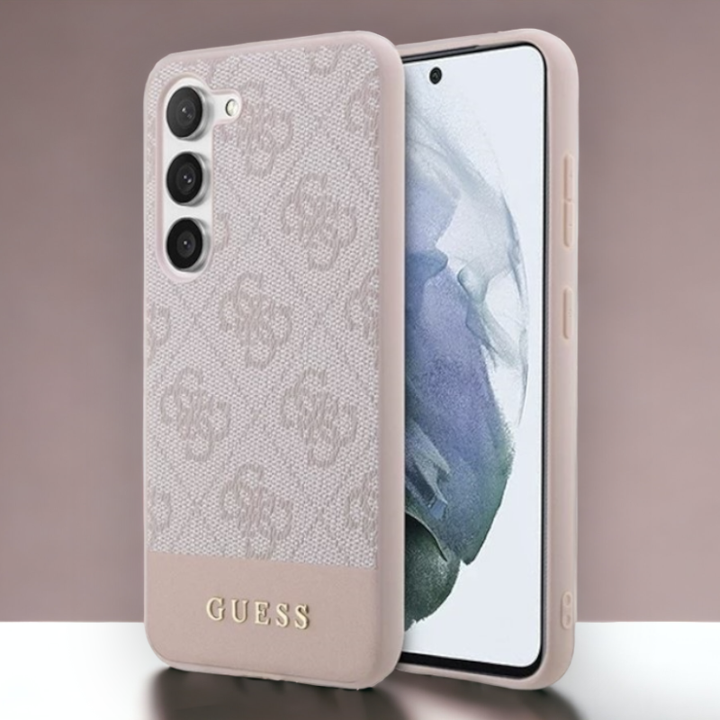 Ovitek Guess "pink - 4G" za Samsung Galaxy S23 (GUHCS23SG4GLPI) – Svetlo roza / PC + TPU silikon