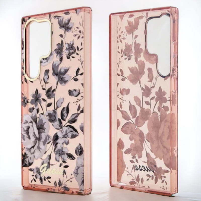 Ovitek Guess "Flower Collection - pink" za Samsung Galaxy S23 Ultra (GUHCS23LHCFWSP)