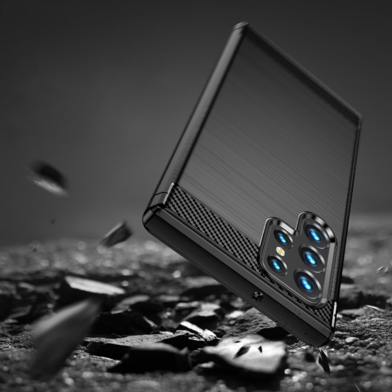 Silikonski ovitek "carbon" za Samsung Galaxy S22 Ultra - Črna – Techsuit