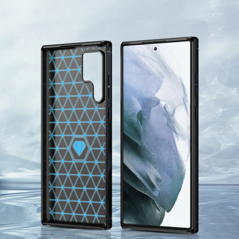 Silikonski ovitek "carbon" za Samsung Galaxy S22 Ultra - Črna – Techsuit