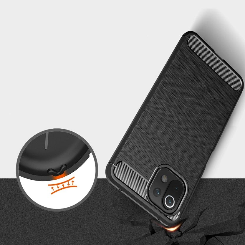 Silikonski ovitek "carbon" za Xiaomi Mi 11 Lite - Črna – Techsuit