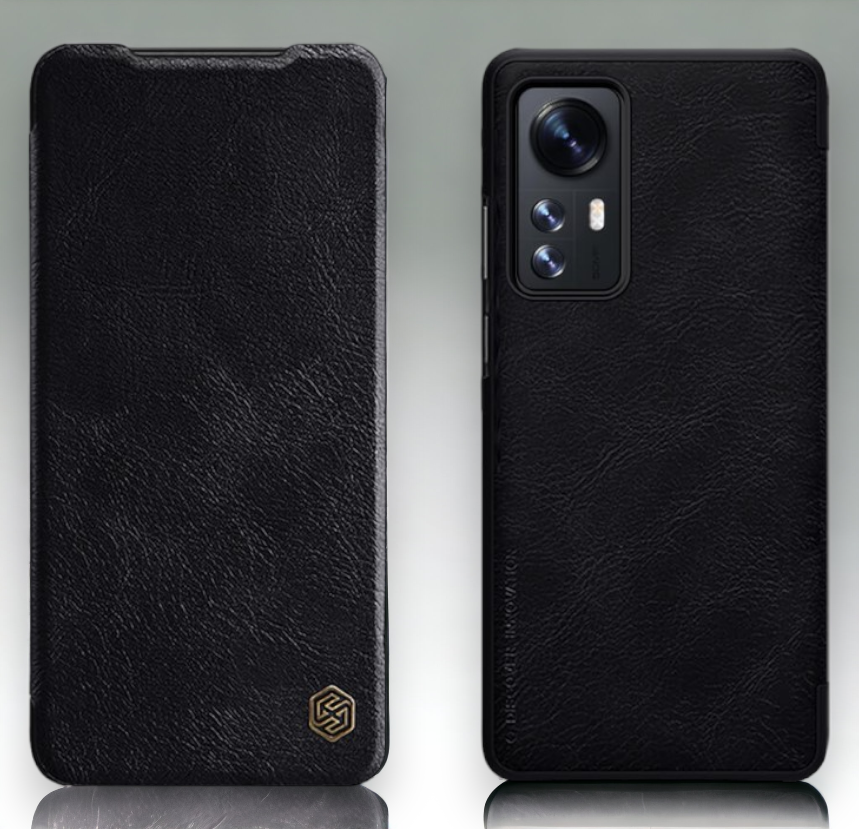 Usnjena preklopna torbica "QIN" za Xiaomi Mi 12x - črna – Nillkin