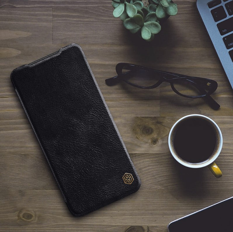 Usnjena preklopna torbica "QIN" za Xiaomi Redmi Note 11T - črna – Nillkin – Črna / Naravno usnje + PC