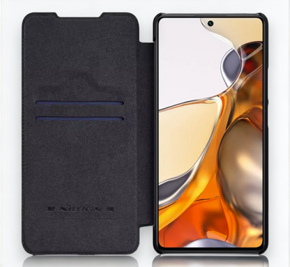 Usnjena preklopna torbica "QIN" za Xiaomi Mi 11T Pro - črna – Nillkin