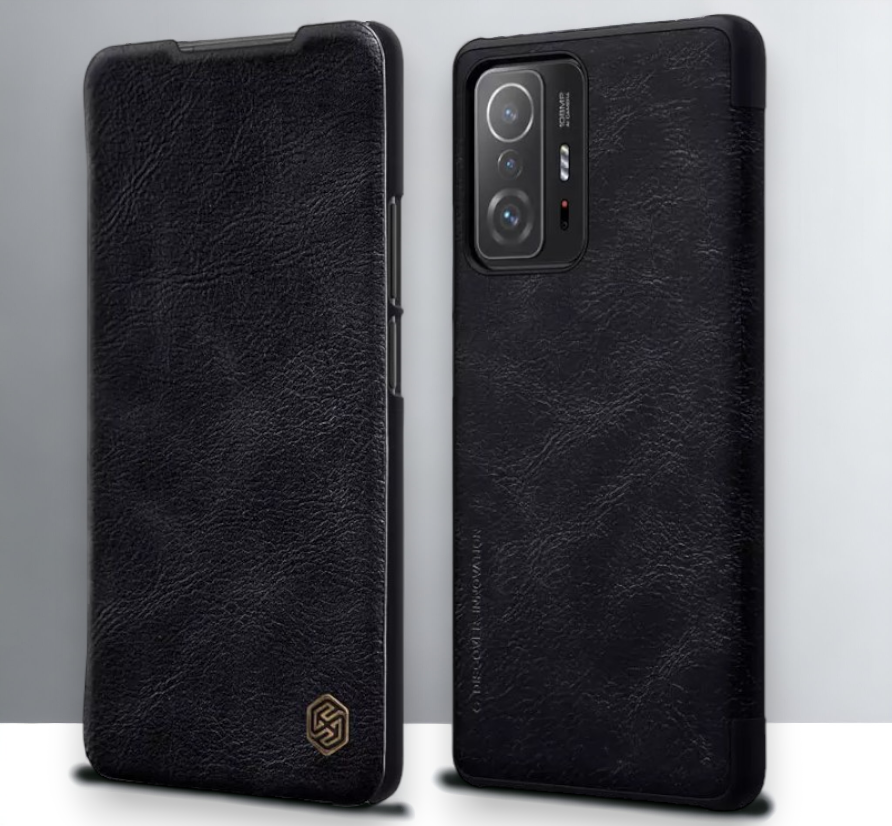 Usnjena preklopna torbica "QIN" za Xiaomi Mi 11T Pro - črna – Nillkin