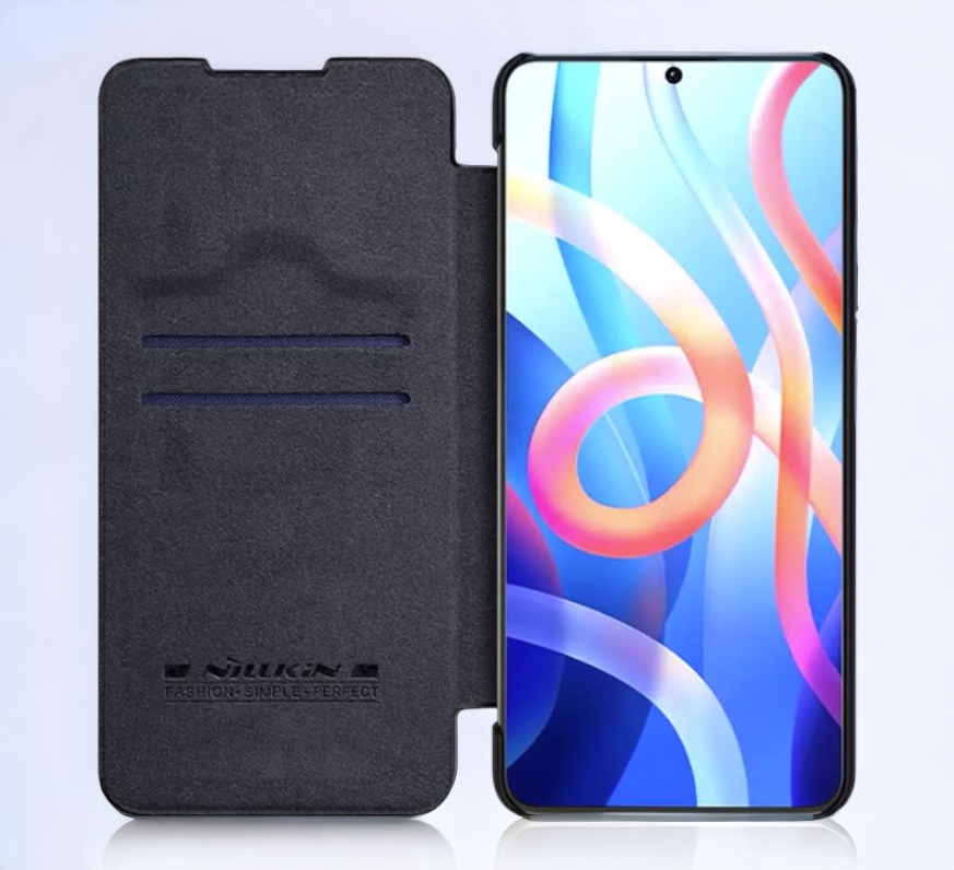 Usnjena preklopna torbica "QIN" za Xiaomi Redmi Note 11 - črna – Nillkin