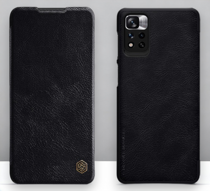 Usnjena preklopna torbica "QIN" za Xiaomi Redmi Note 11 - črna – Nillkin