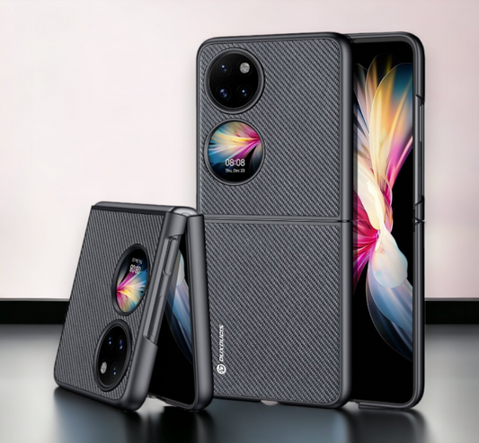 Premium preklopna torbica "FINO" za Huawei P50 Pocket - Črna – Dux Ducis – Črna / PU usnje + PC
