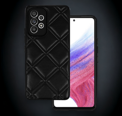 Silikonski ovitek "Checkered Leather 3D" za Samsung Galaxy A53 5G - črna – Infostyle – Črna / PU usnje + PC