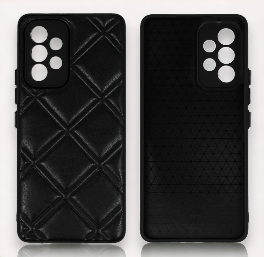 Silikonski ovitek "Checkered Leather 3D" za Samsung Galaxy A53 5G - črna – Infostyle