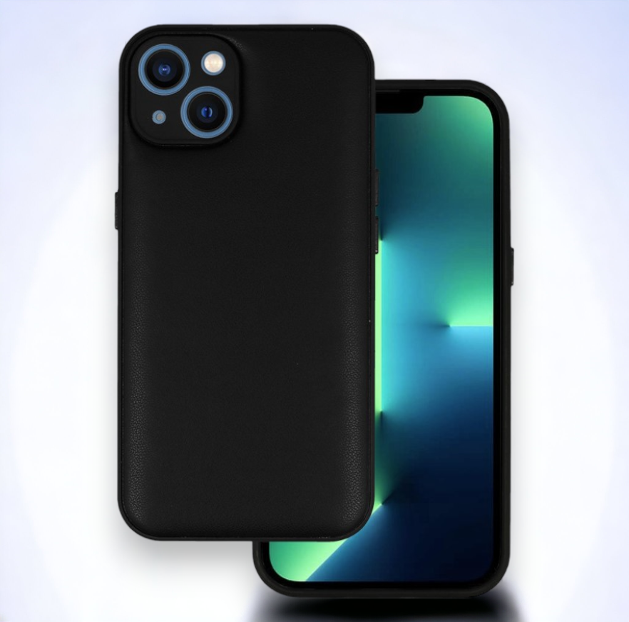 Silikonski ovitek "Smooth Leather 3D" za iPhone 13 - črna – Infostyle – Črna / PU usnje + PC